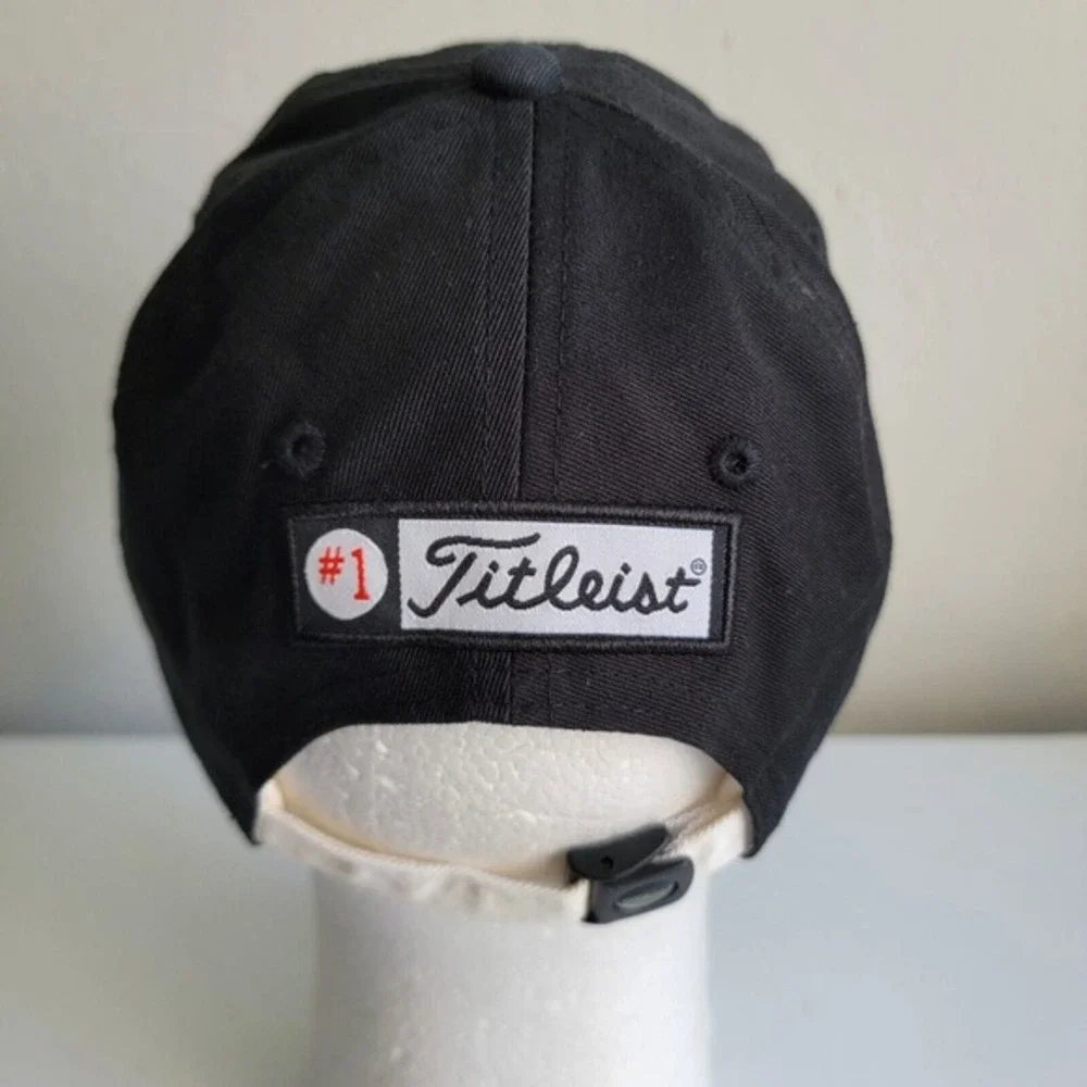 Titleist FootJoy FJ Golf Strapback Hat‎ Cap Logo Black Silver Adjustable Men